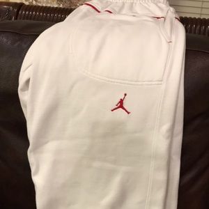 Authentic Jordan Joggers. Red and white